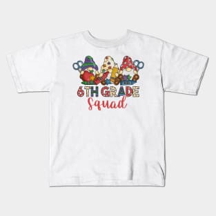 Cute Gnomes Funny 6th Grade Squad Back To School Teacher Gift Kids T-Shirt